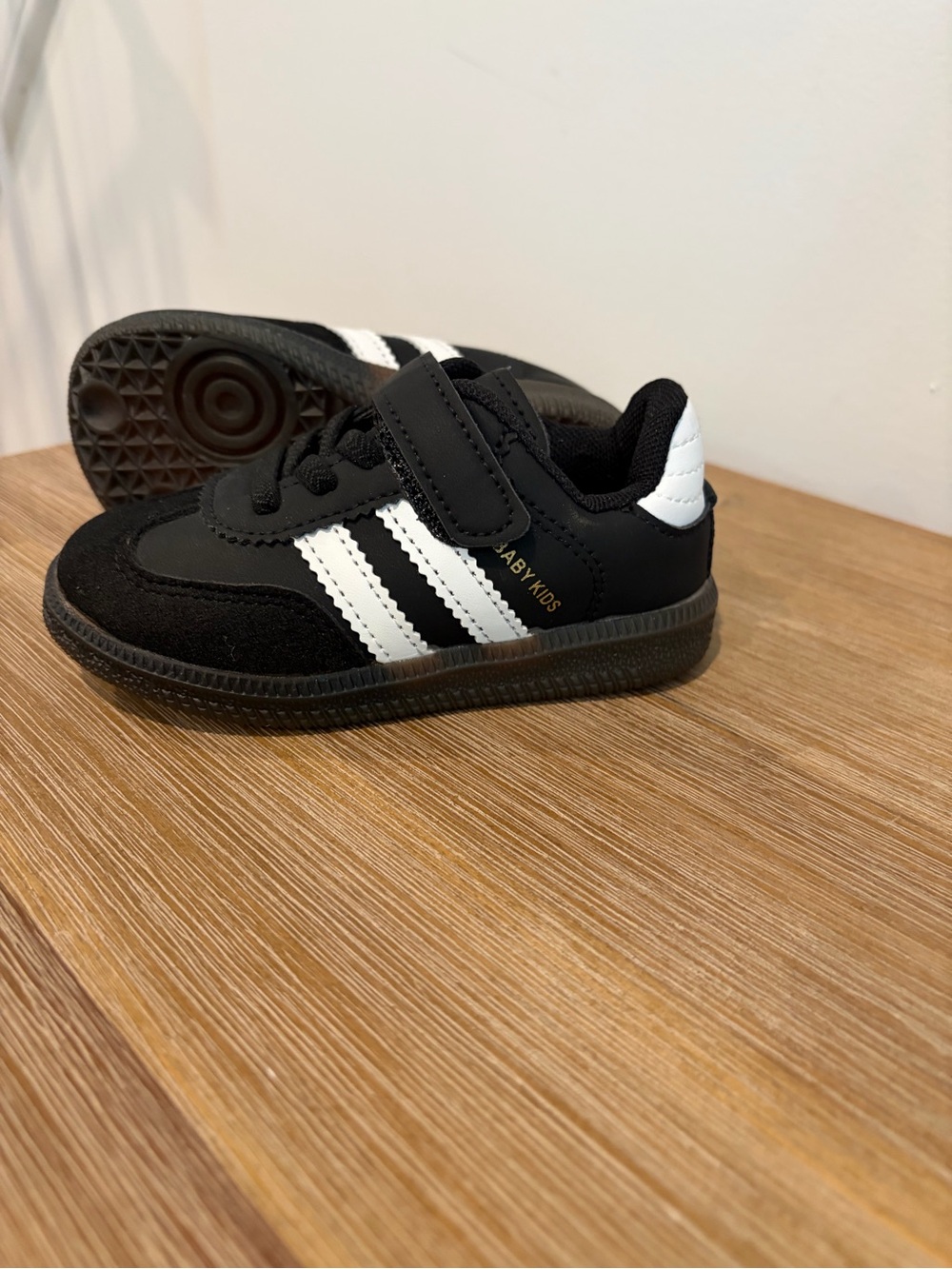 Toddler Black & White Athletic Sneakers - Classic Striped Design
